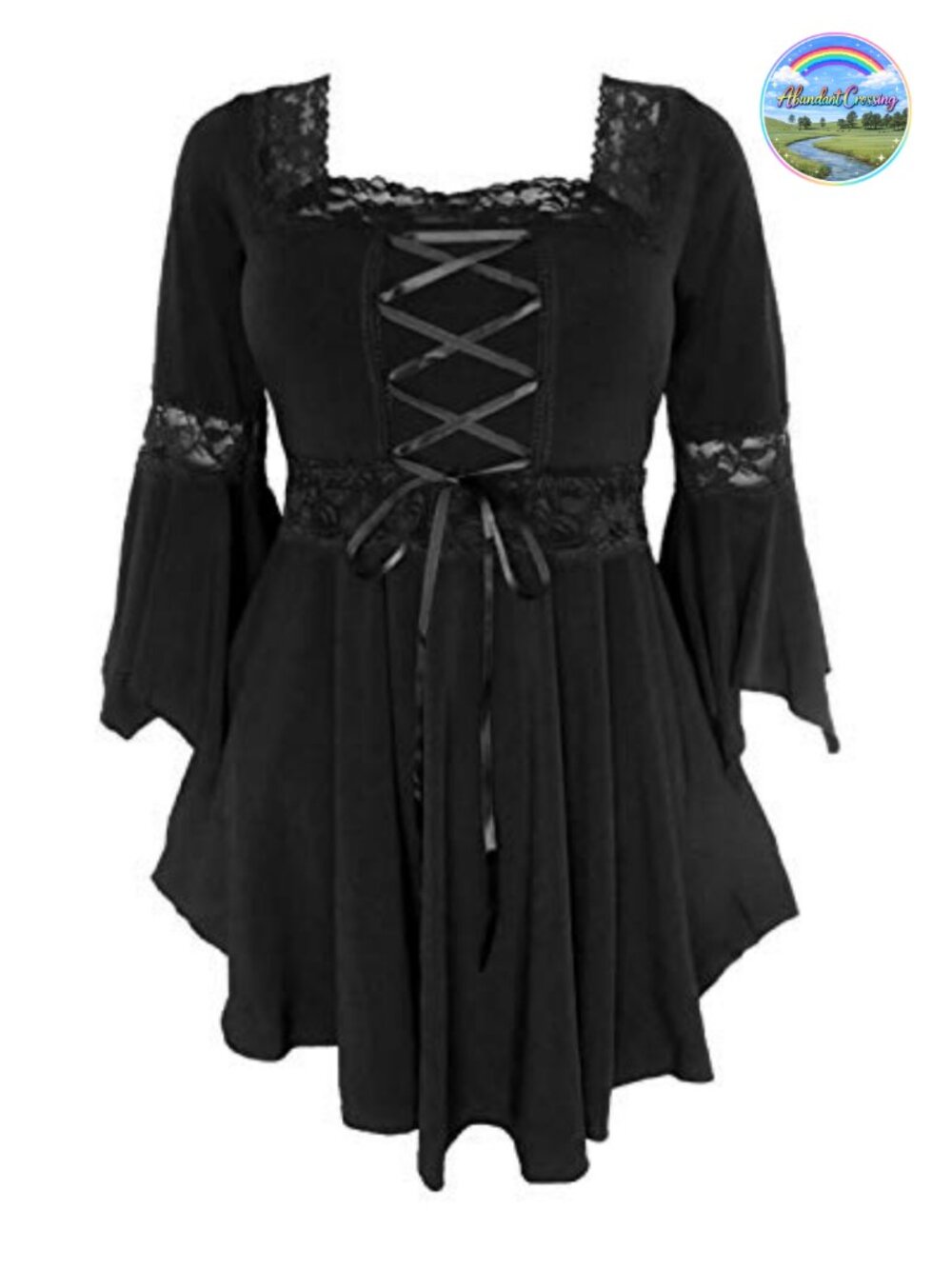 Renaissance Corset Top Lace Blouse Gothic Peasant Festival Cosplay Women's